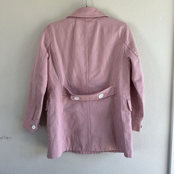 J Crew Peacoat trench SZ 2p Heavyweight Twill Cotton Pea Coat jacket Pink barbie - Picture 2 of 9